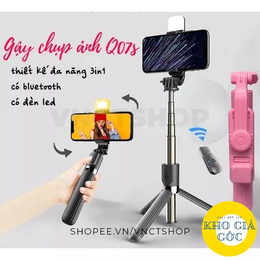 Gậy chụp ảnh 3 chân, gậy tự sướng có đèn led trợ sáng bluetooth điều khiển từ xa xoay nhiều góc độ