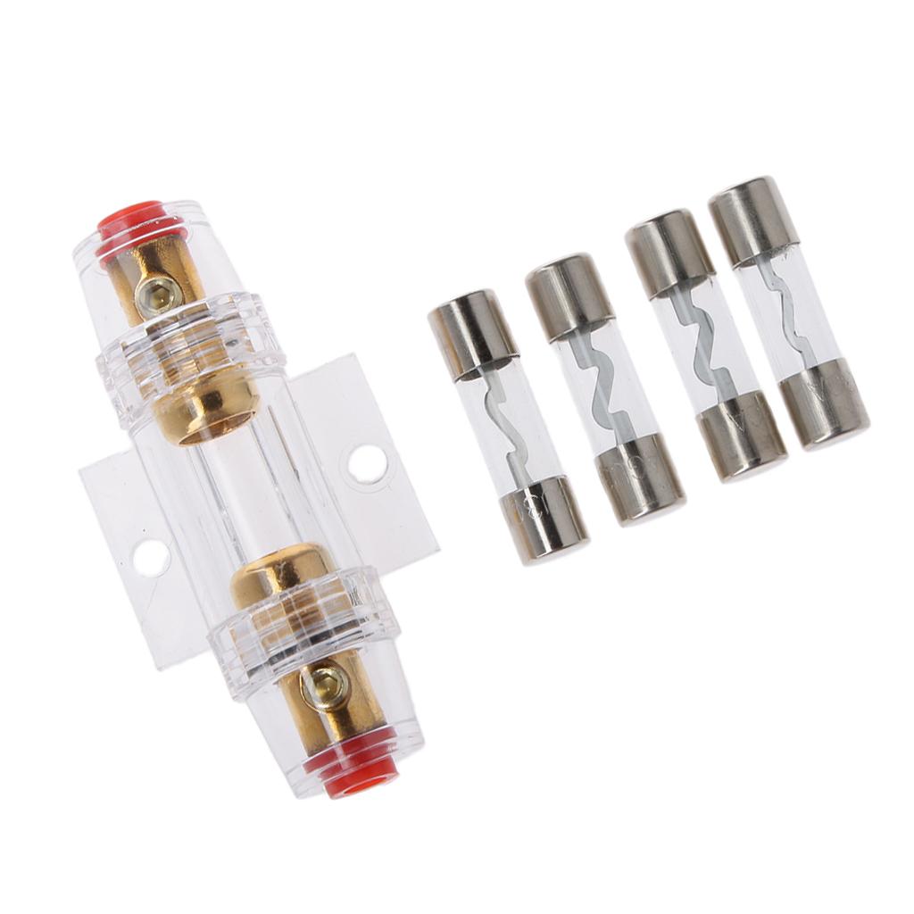 Car Audio Stereo AGU Fuse Holder Box 4 / 8 Gauge Wire with 4pcs 60 AMP Fuses