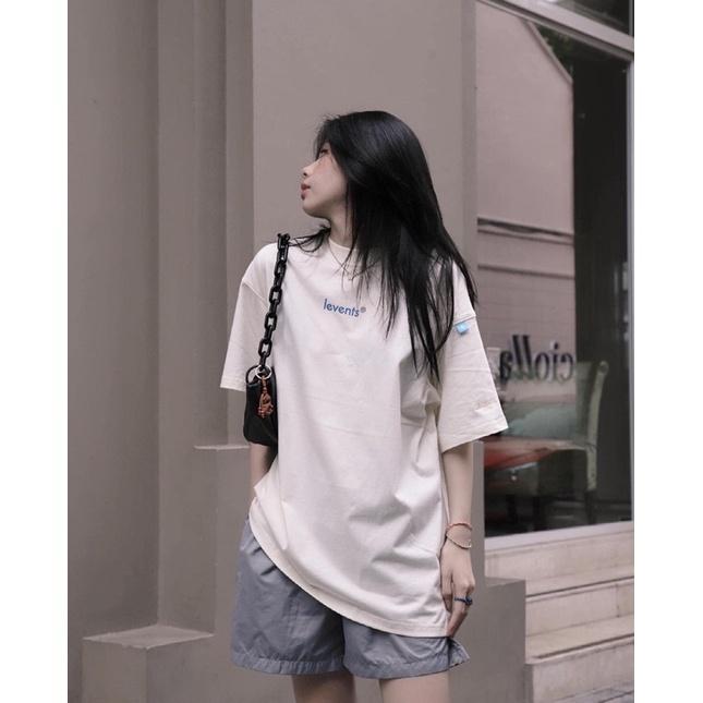 Áo thun unisex Popular Logo Nam nữ màu trắng kem chữ xanh Hany shop