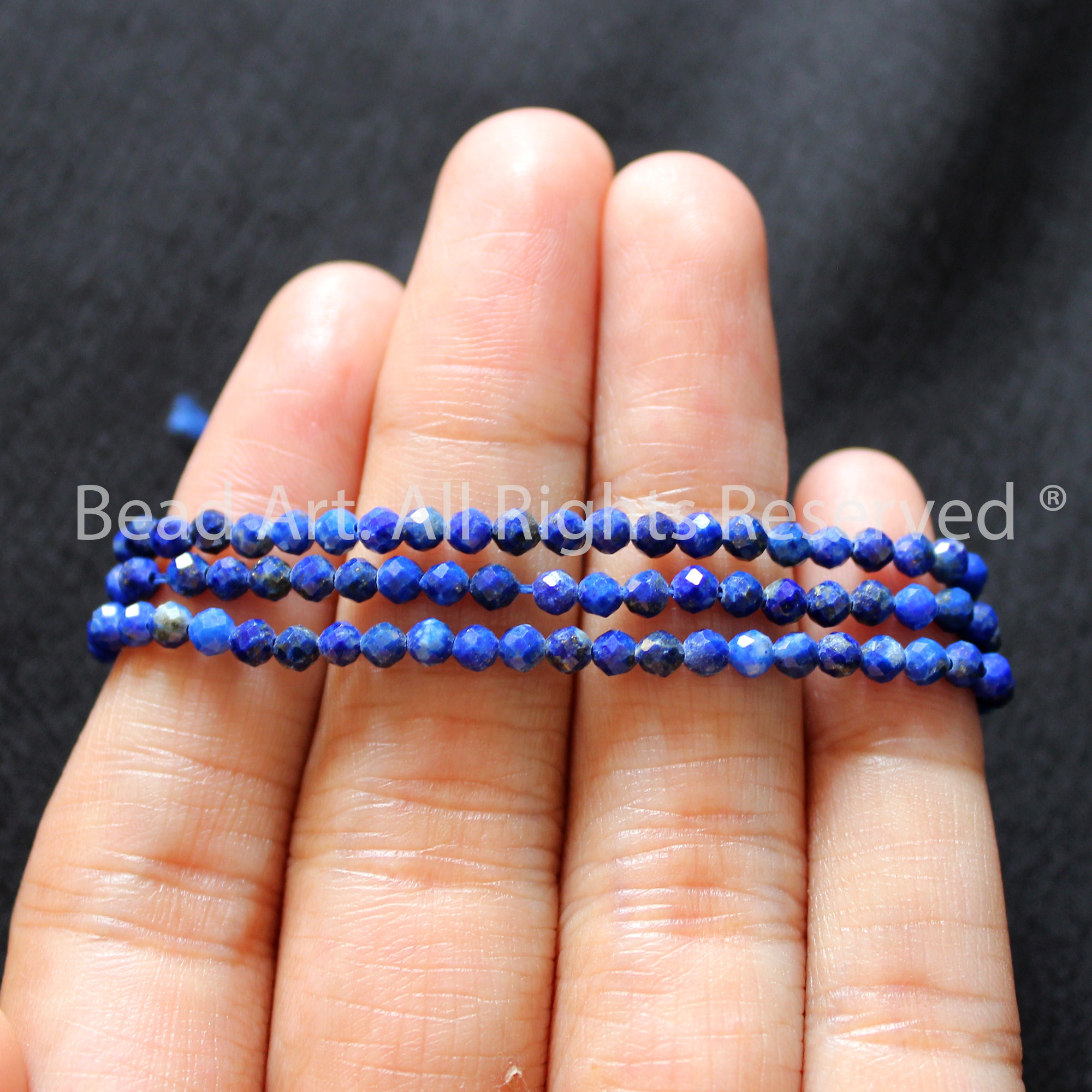 [5 Hạt/10 Hạt] 3MM Đá Lapis Lazuli Xanh Dương Thiên Nhiên Size Mini, Phối Vòng Tay Phong Thuỷ, Chuỗi Hạt, Mệnh Thuỷ, Mộc - Bead Art