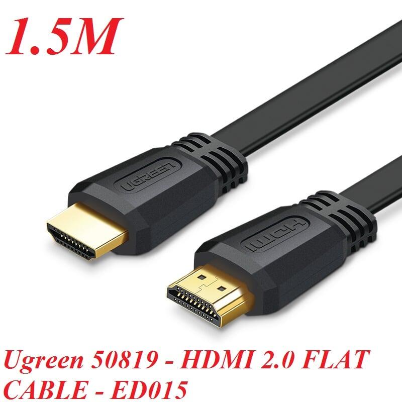 Ugreen UG50819ED015TK 1.5M màu đen Cáp tín hiệu HDMI dẹt - HÀNG CHÍNH HÃNG