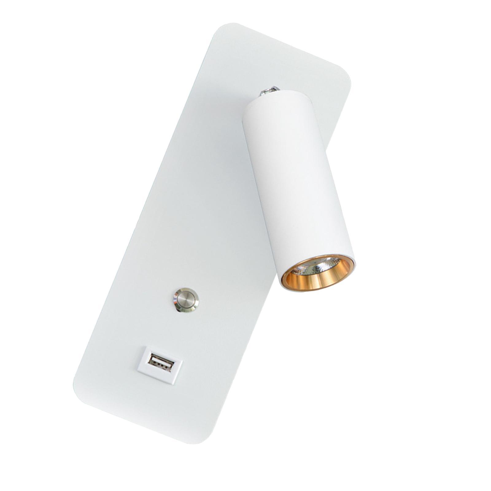 Minimalist Wall Lamp, Reading Light Bedside 3000K Warm White Light USB Interface LED 7W Sconce for Office Dining Room Entry