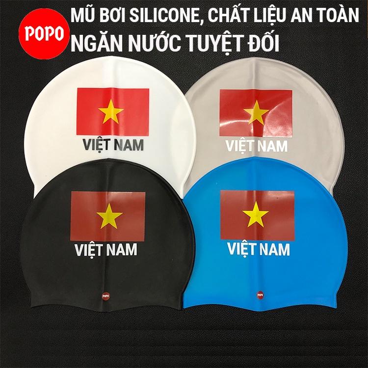 Mũ bơi người lớn silicone in Cờ Việt Nam chống nước tuyệt đối khi thi đấu CA40 chính hãng SPORTY