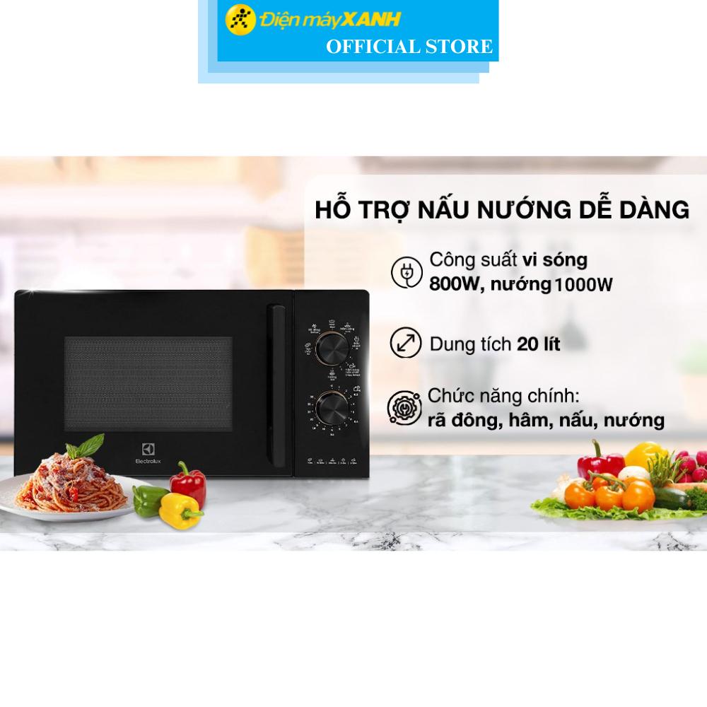 Lò vi sóng có nướng Electrolux EMG20K22B 20 lít - Hàng Chính Hãng