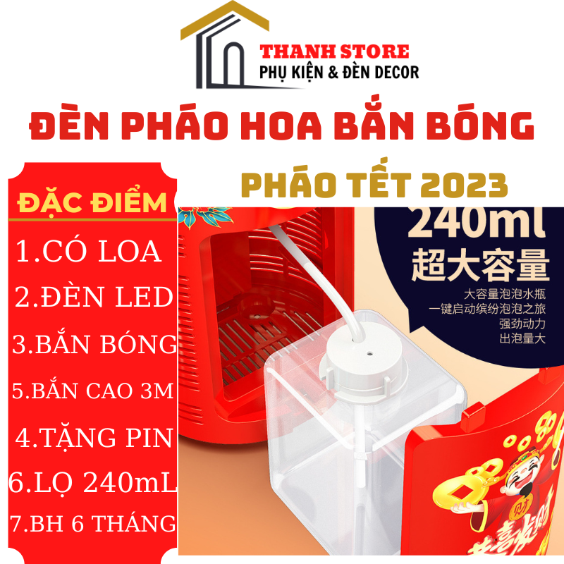 Máy tạo bong bóng phao hoa - đèn bắn bong bóng có loa có led RBG cho lễ hội ngày tết 2023