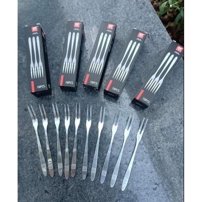 Set 10 dĩa ăn hoa quả trái cây, nĩa ăn bánh Gato hải Sản, dĩa Inox. Combo 10 dĩa