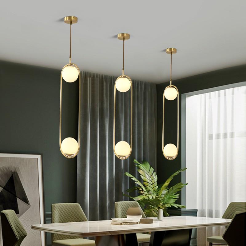 Combo đèn thả ZATEM chao thủy tinh địa cầu, khung mạ vàng hình Elip 2 đầu độc đáo - kèm bóng LED chuyên dụng .