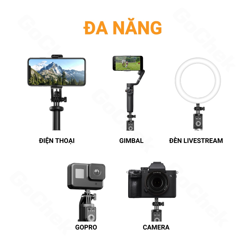 Gậy Chụp Ảnh Sothing SS100 Chụp Ảnh Tripod/ Selfi Bluetooth Điện Thoại, Livestream, Vlog Đa Năng, Kéo Dài 2,2m- Hàng chính hãng