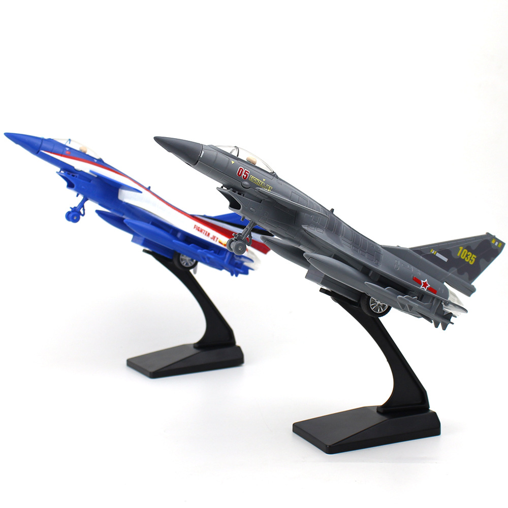 Đồ chơi mô hình máy bay chiến đấu Rafale của Pháp bằng hợp kim có nhạc và đèn kèm chân đế chạy cót