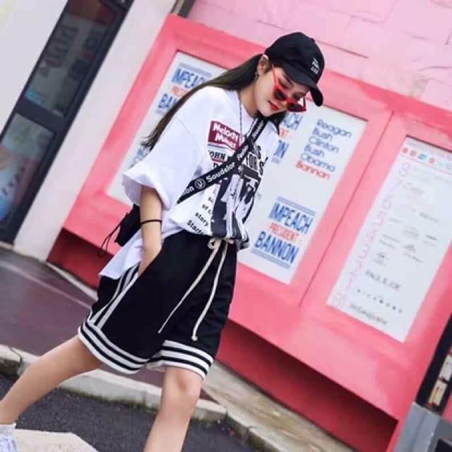 Quần short thun unisex 3 sọc unisex Mới