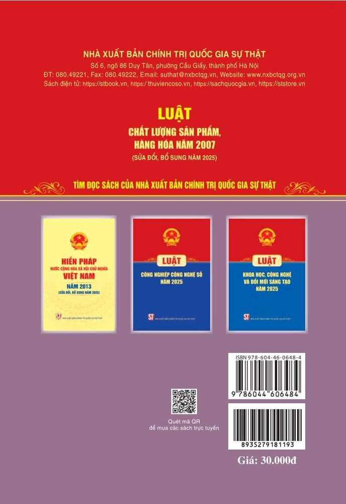 Luật Chất lượng sản phẩm, hàng hóa năm 2007 (sửa đổi, bổ sung năm 2025)