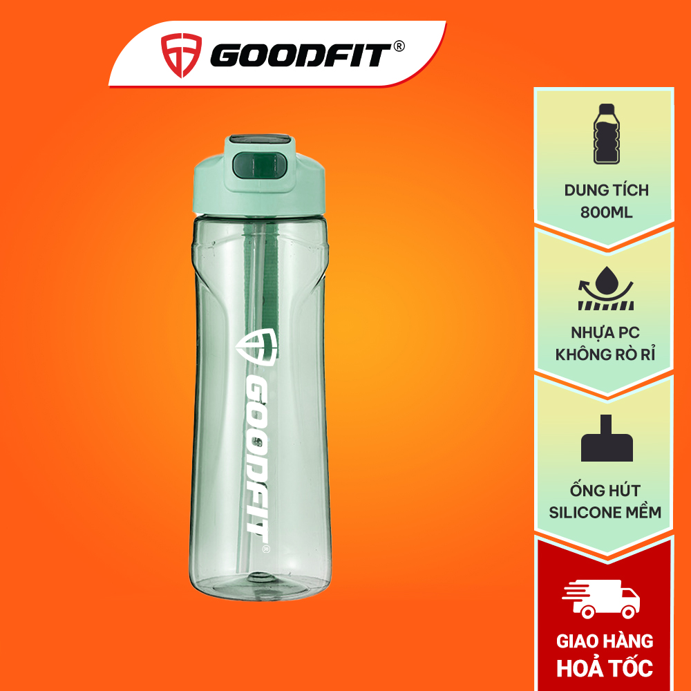 Bình nước thể thao GoodFit GF05RA dung tích 800ml, chất liệu nhựa PC an toàn, đã kiểm tra chất lượng