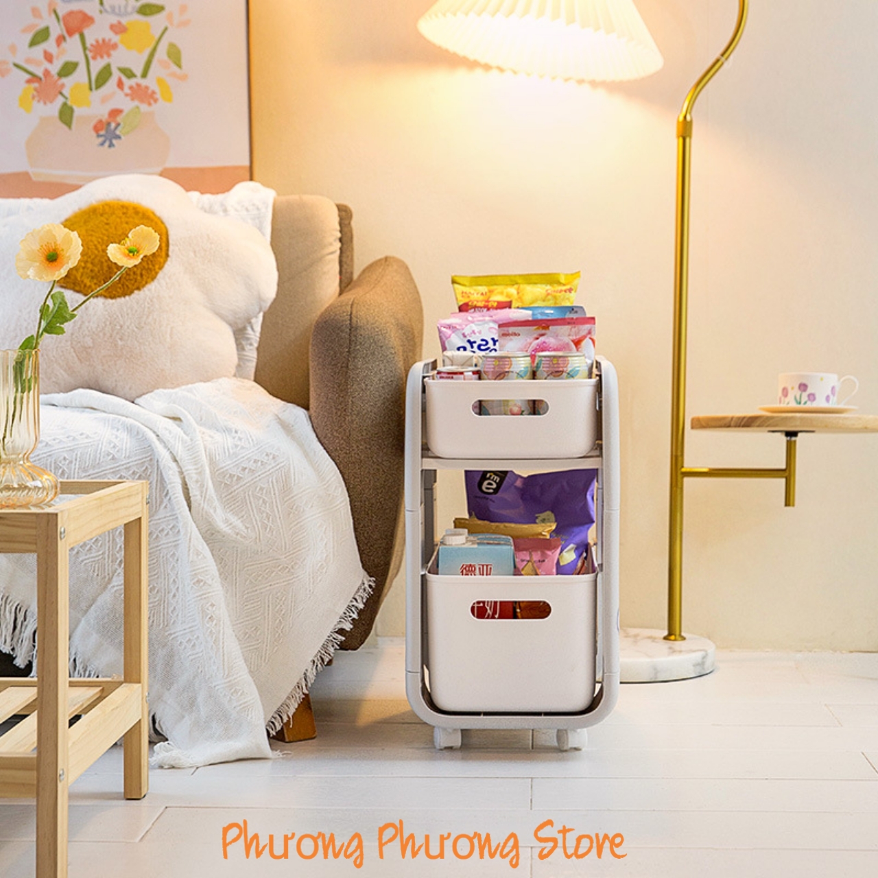 TỦ KỆ ĐỂ ĐỒ ĐA NĂNG CÓ BÁNH XE NGĂN KÉO TRƯỢT
