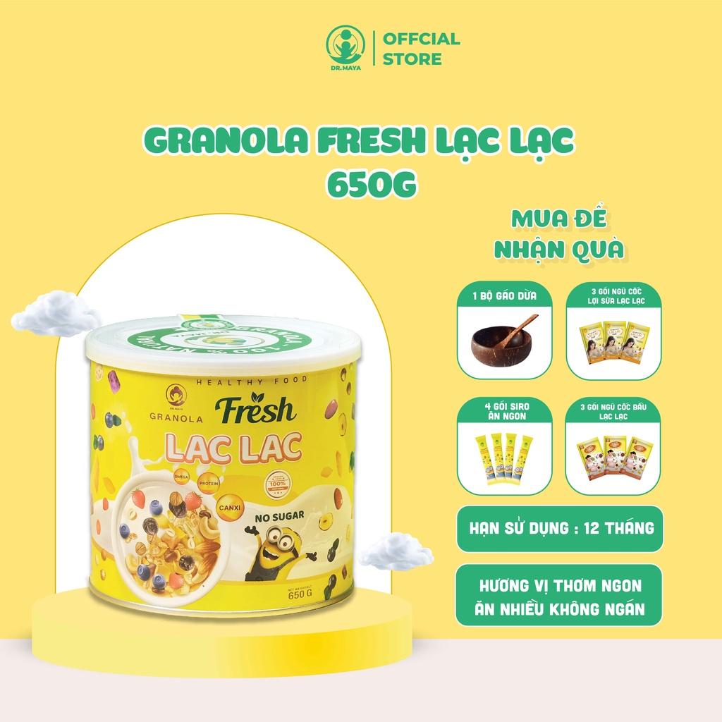 Ngũ cốc ăn kiêng Granola Fresh Lạc Lạc Siêu Hạt 650g mix sữa chua sấy khô ,hạt dinh dưỡng không đường,Hỗ Trợ Giảm Cân