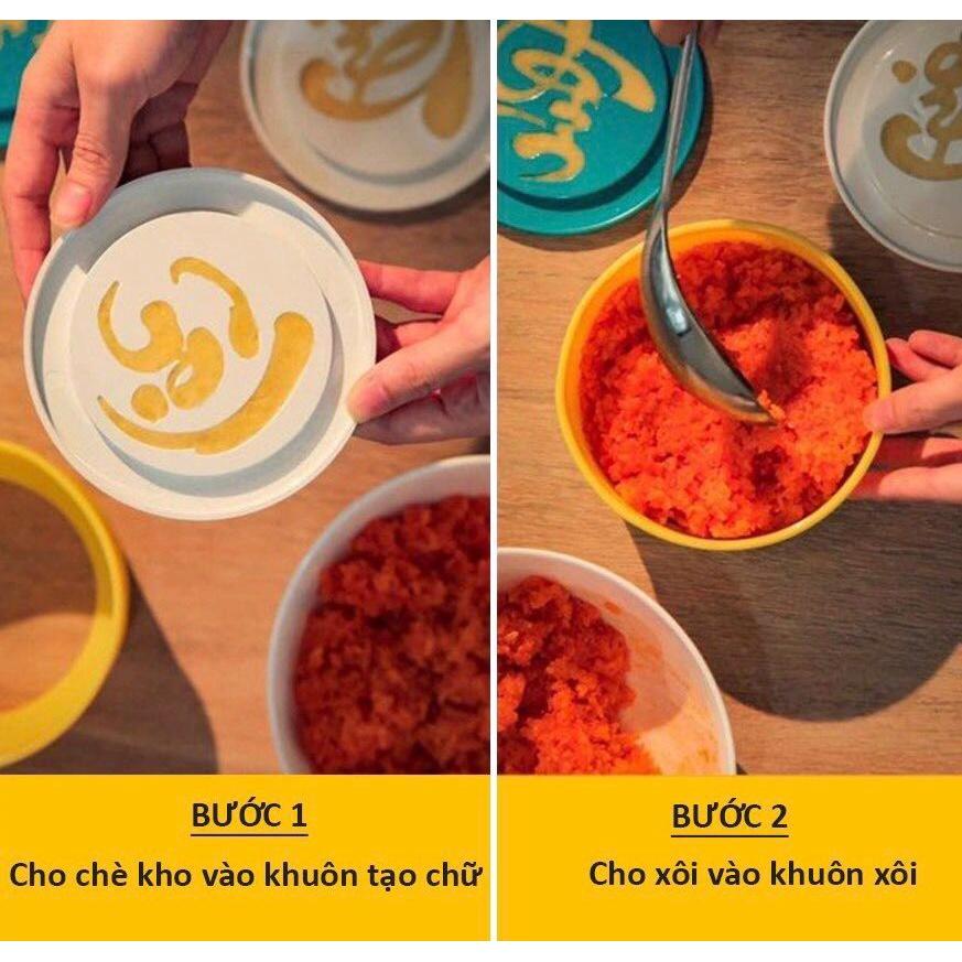 BỘ KHUÔN LÀM XÔI PHÚC LỘC THỌ 5 CHI TIẾT SIZE 12X7CM - KHUÔN TẠO HÌNH XÔI PHÚC LỘC THỌ SẮC NÉT CHẤT LIỆU NHỰA
