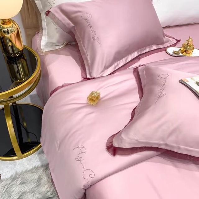 Bộ lụa thêu tencel 60S chăn trần FLY COUNTRY