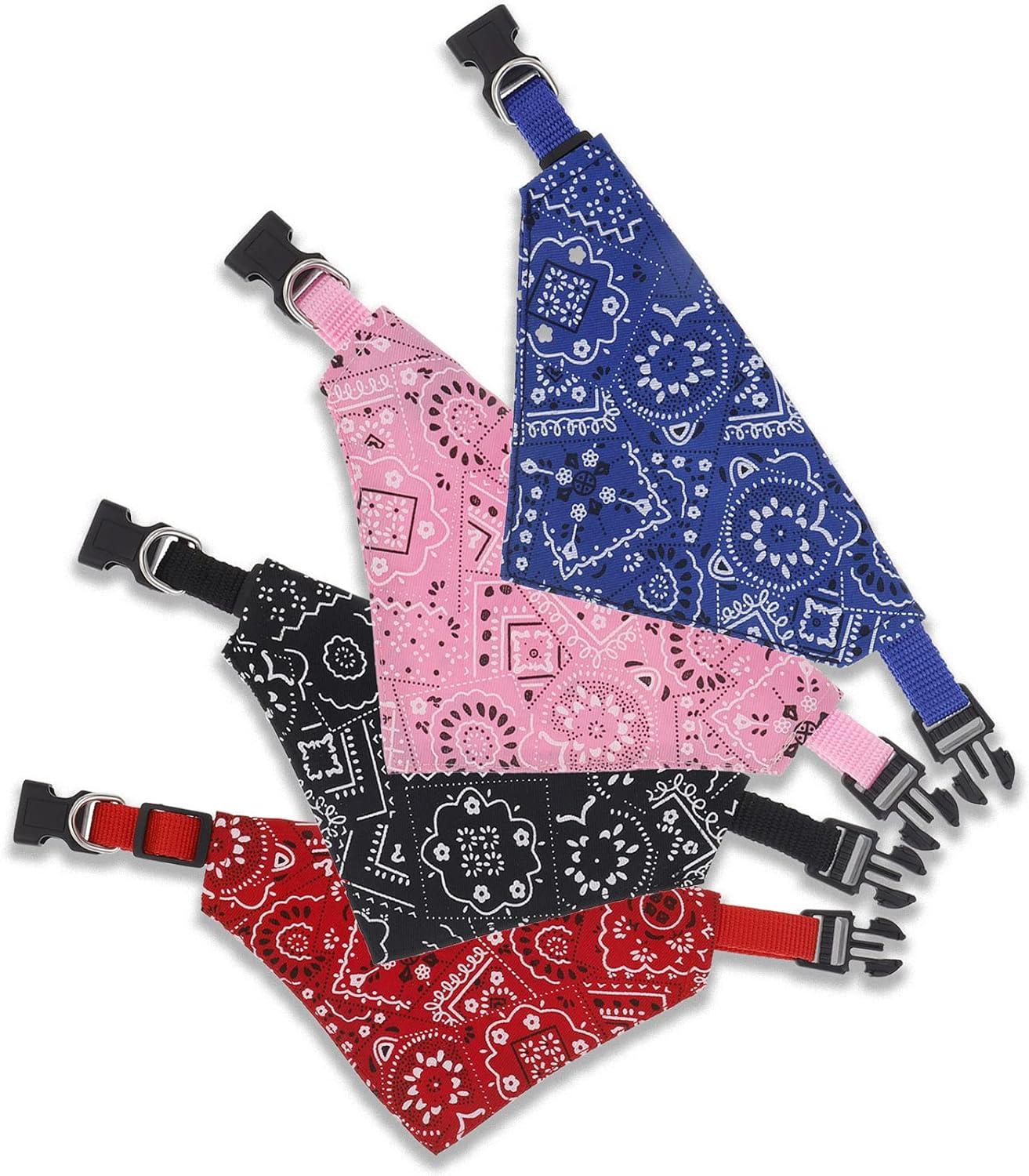 Tập hợp 4 con chó bandanas, chó thời trang bandana có thể điều chỉnh khăn quàng cổ hình con chó phụ kiện chó cho chó nhỏ và vừa có