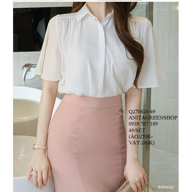 Q270620 SET ÁO SƠ MI VOAN PHỐI CHÂN VÁY
