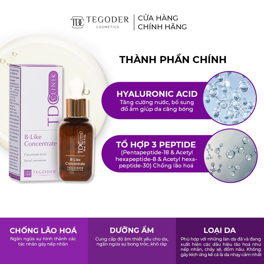 Tinh chất làm mờ nếp nhăn và săn chắc da hiệu ứng Botox Tegoder B-Like concentrate 30 ml mã 9812