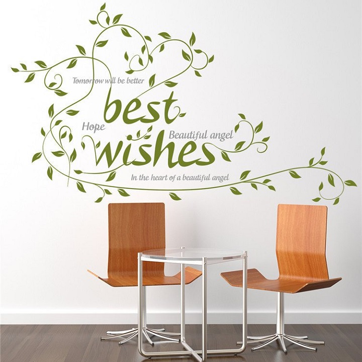 Decal dán tường Best Wishes lá xanh mang lại sự tươi mới cho không gian sống