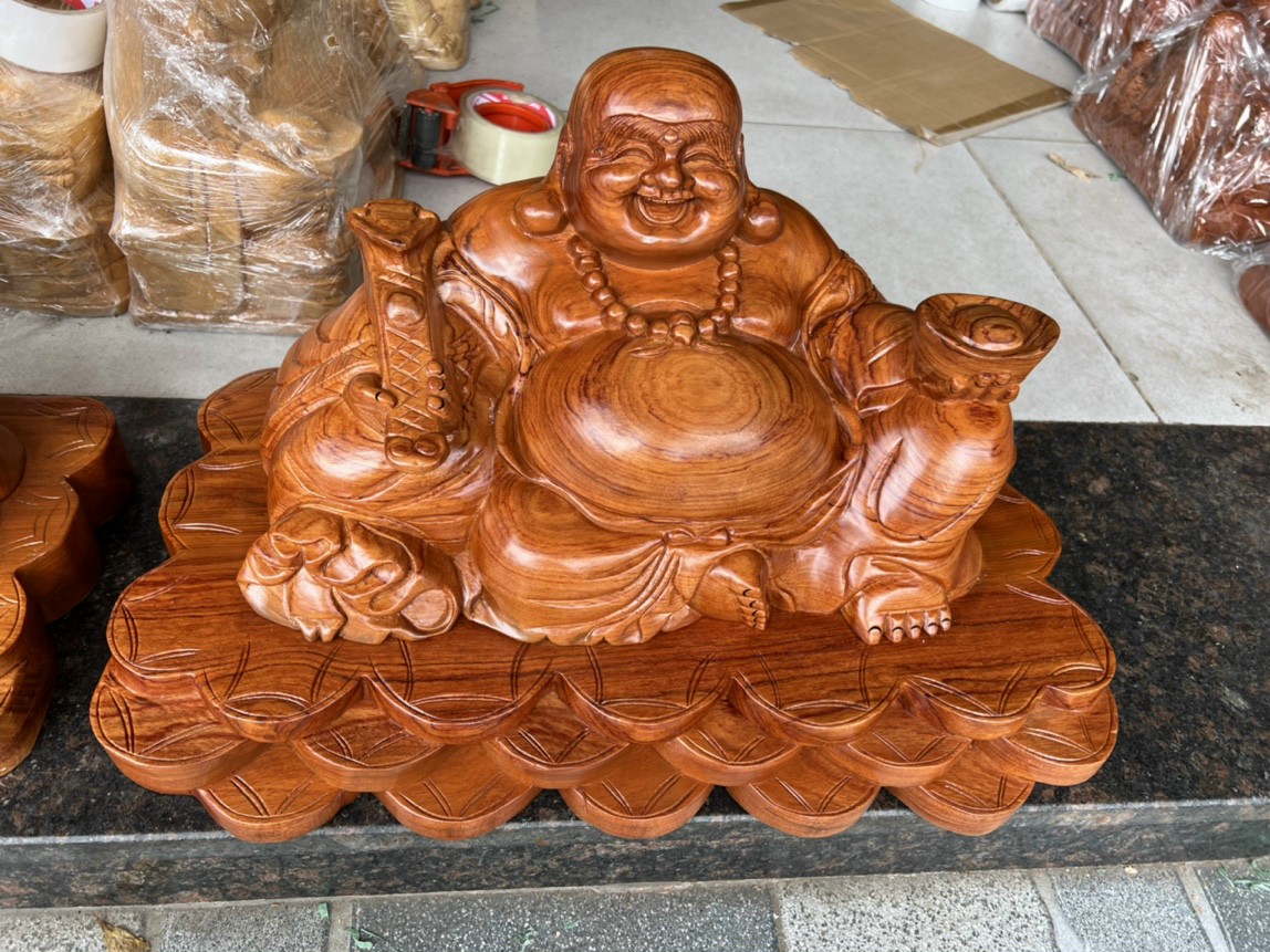 Tượng phật Di lặc ngồi đế tiên gỗ hương ngang 50 cm