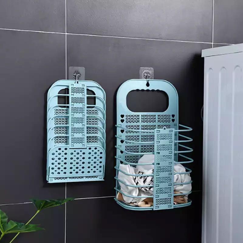 Giỏ Đựng Quần Áo dơ bẩn bằng nhựa gấp gọn thông minh treo tường