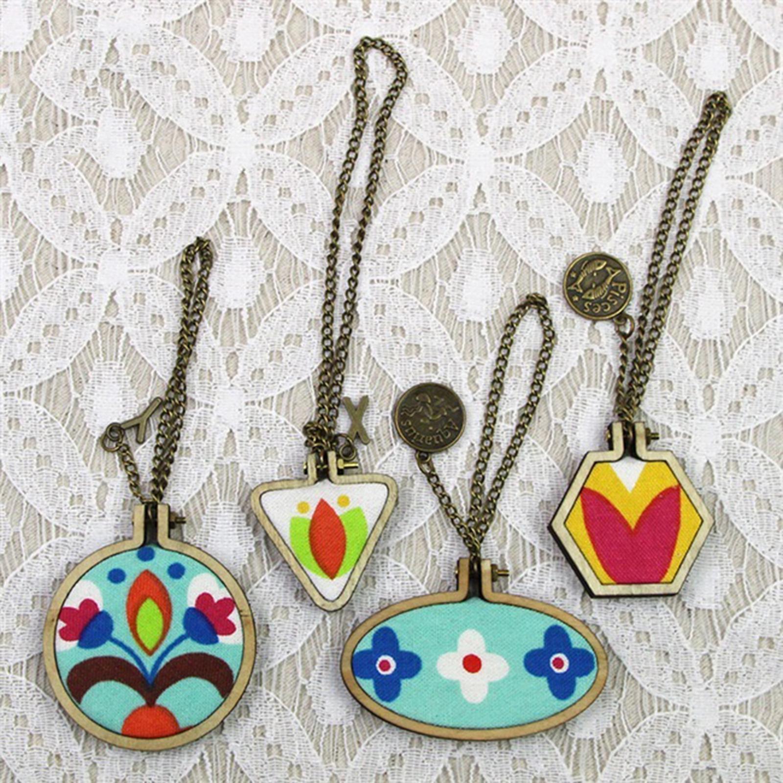 Exquisite Mini Embroidery Hoop Pendant Crossing Stitch Frame Necklace Favors