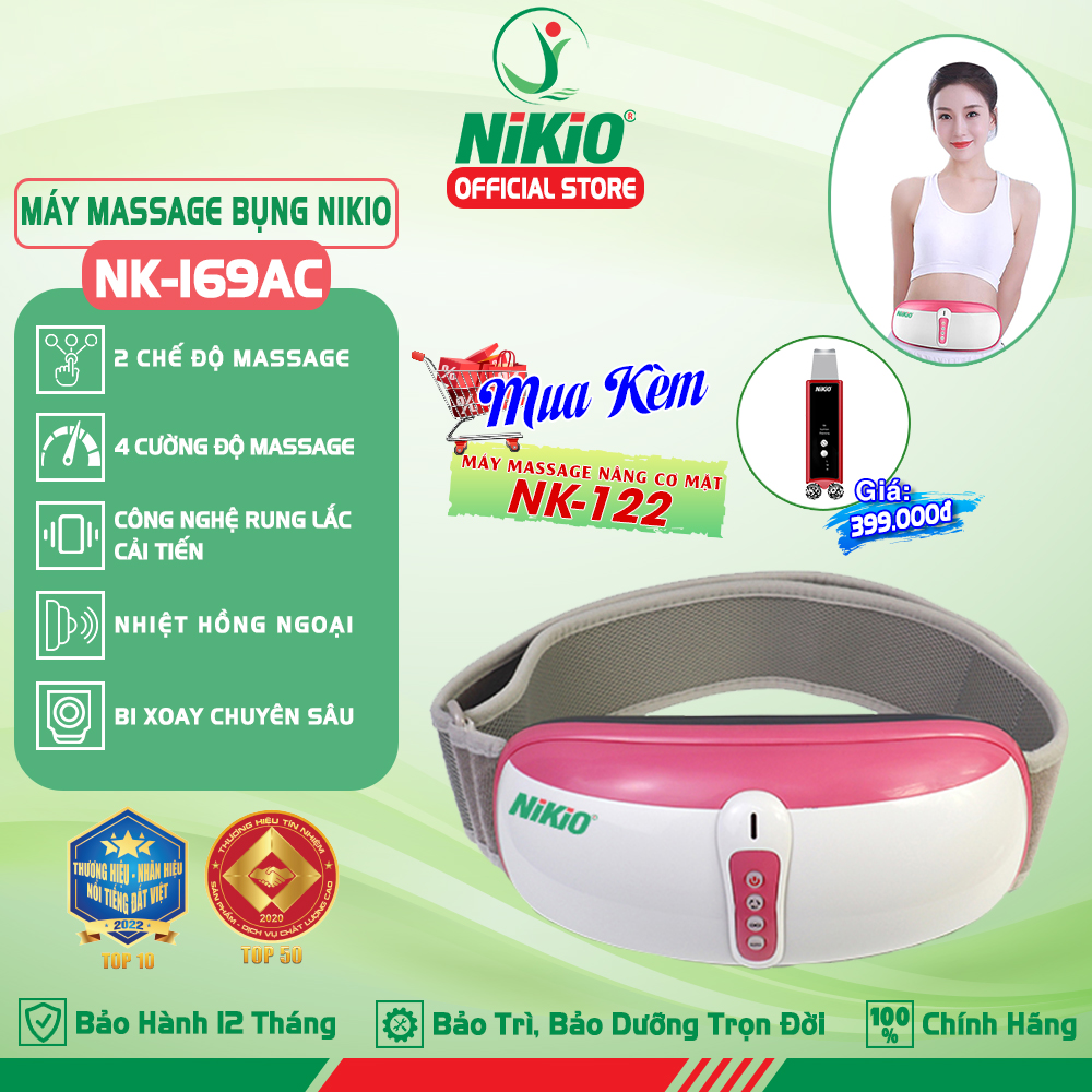 Đai Máy Massage Bụng Nikio NK-169AC - Công Nghệ Rung Lắc Kết Hợp Bi Độ Xoay 360 Dây Ấn Thế Hệ Mới, Mát Xa Thư Giãn, Làm Săn Chắc Cơ Bụng Nhanh - Vỏ Nhựa Bền Bĩ