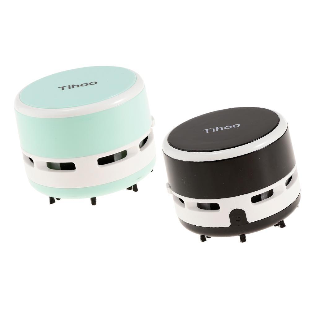 Mini Round Portable Handheld Cordless Tabletop Crumb Sweeper Desktop Dust Vacuum Cleaner Keyboard Cleaning Tool Battery Operated