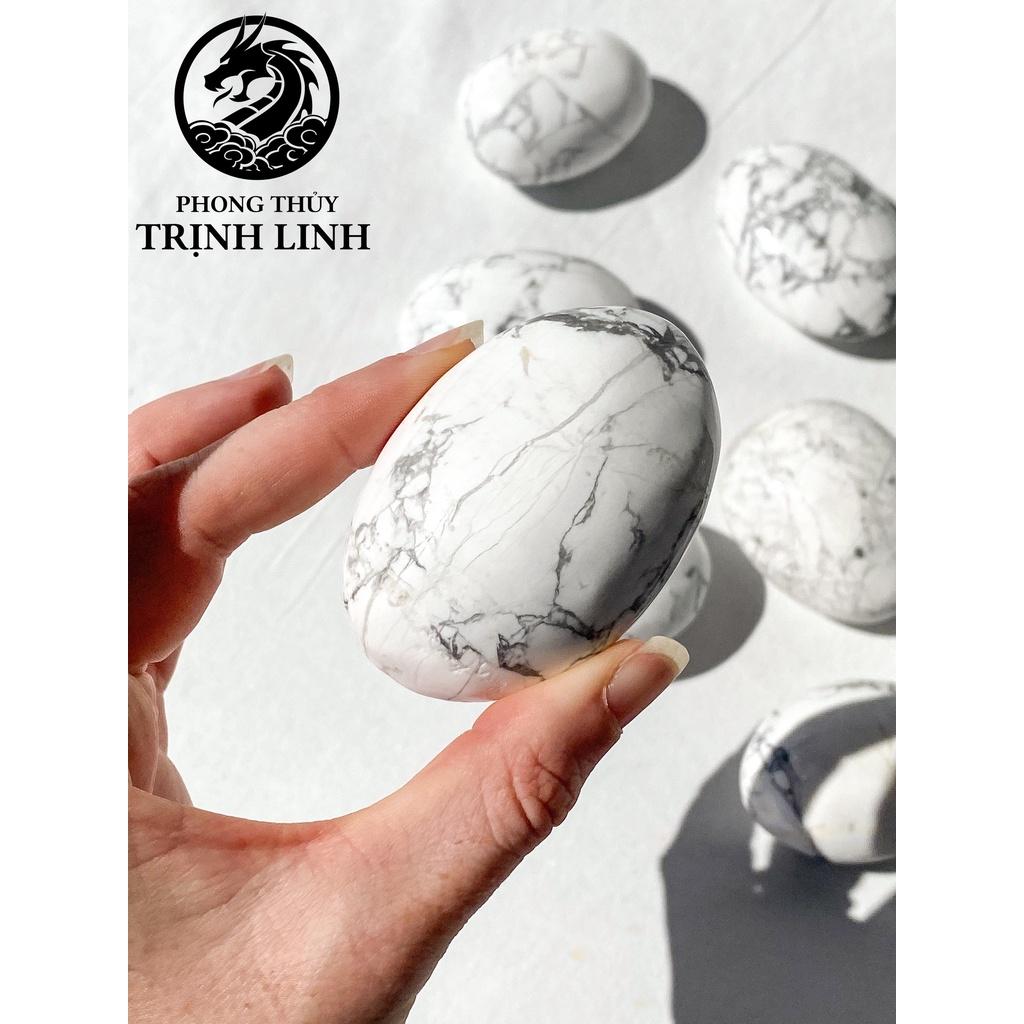 VIÊN ĐÁ BÌNH AN TÙNG BÁCH HOWLITE LỚN DÙNG TRONG THANH TẨY, THIỀN, YOGA, PHONG THỦY