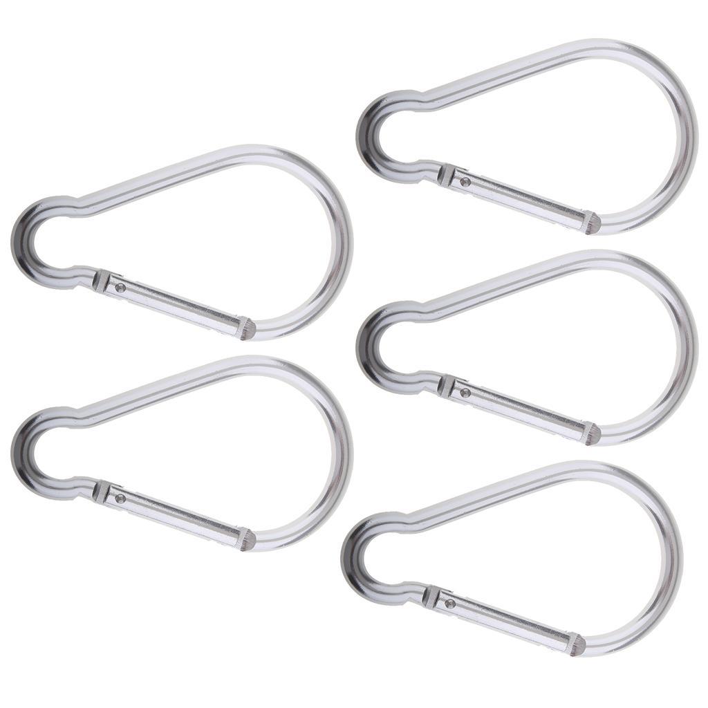 5PCS Aluminum Carabiner D Shape Buckle Keychain Clip Spring Snap Hook