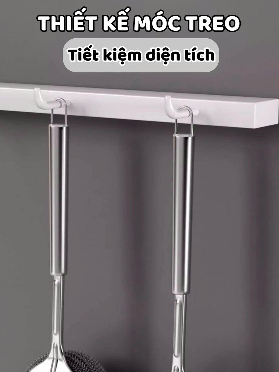 Cọ Rửa Nồi Cán Dài Inox Không Gỉ Đầu Búi Thép Tháo Rời Thay Thế Được Chà Sạch Vết Bẩn Cứng Đầu - HÀNG CHÍNH HÃNG MINIIN