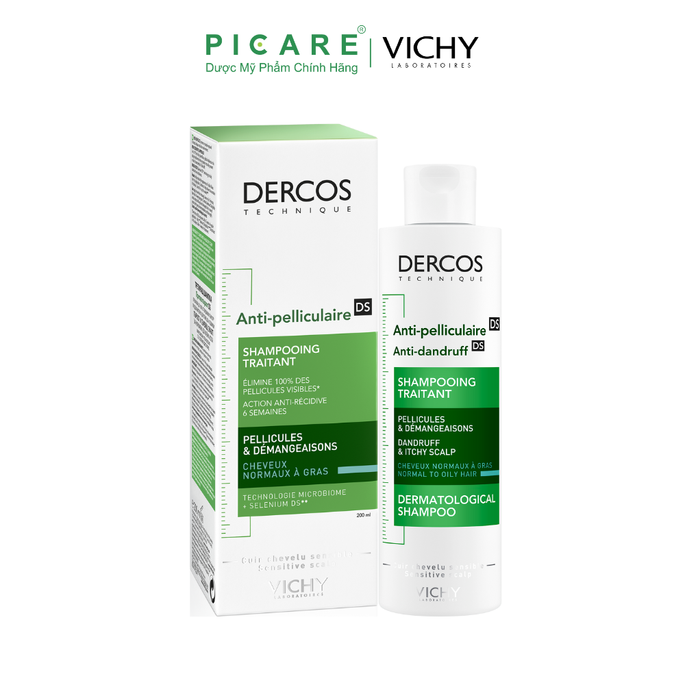 Dầu gội giúp giảm gàu dành cho da đầu dầu và ngứa Vichy 200ml