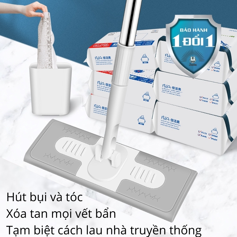 Cây Lau Nhà Khăn Tĩnh Điện SOIKA Hút Bụi Tóc Và Loại Bỏ Mọi Vết Bẩn Cứng Đầu