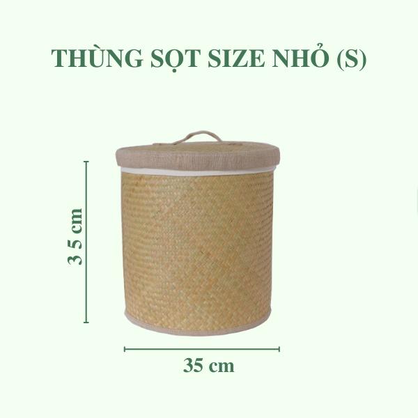 Thùng Sọt Tròn Đựng Quần Áo siêu to có vải lót - Thùng Đựng Đồ Bằng Cỏ Bàng