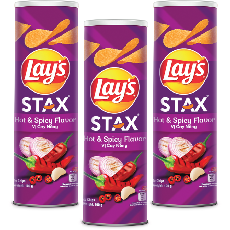 Combo 3 Lay’s Stax Khoai Tây Miếng Vị Cay Nồng 100gr