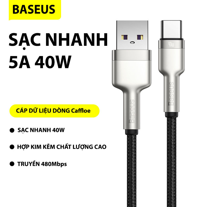 Dây sạc nhanh Baseus 40W Type C -  Tốc độ truyền tải dữ liệu lên đến 480Mbps  - Chất liệu siêu bền  - Thiết kế cực đẹp - Hàng chính hãng