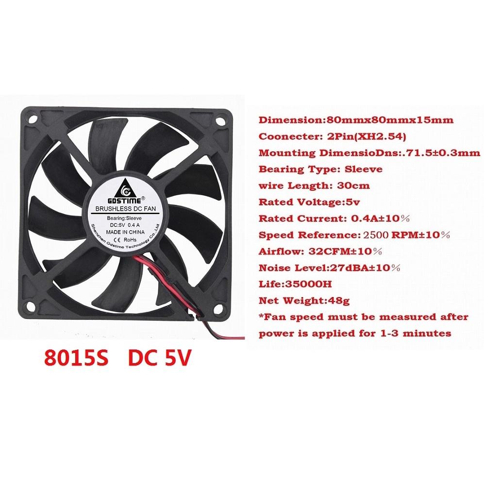 Gdstime 1 piece 8011 1Wire 1Pin DC 1V 3 inches 80mm x 11mm 8cm Machine Cooling Fan 80mm*80mm*11mm