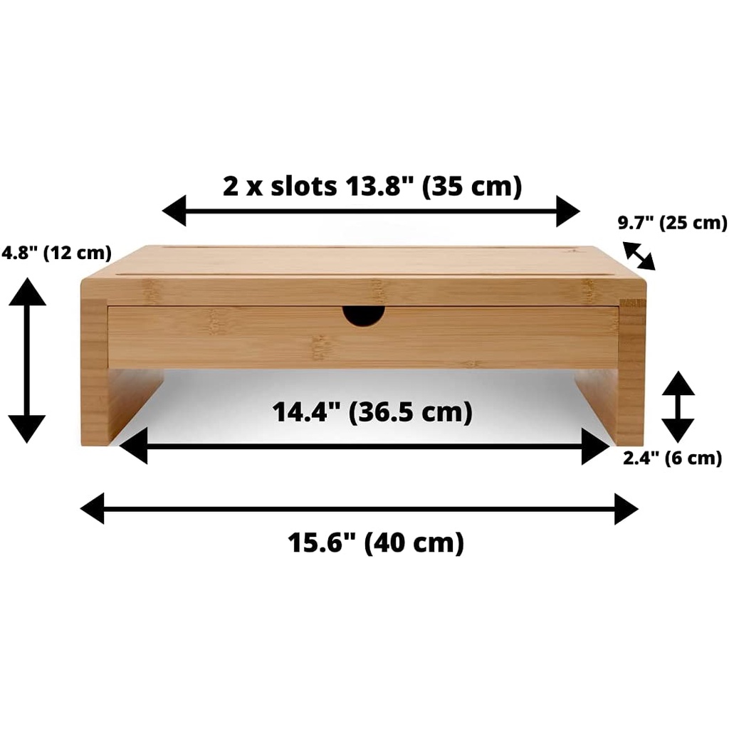 Kệ gỗ để màn hình máy tính FAN.TIC / Nâng màn hình lên đến 12cm / Giảm đau cổ / Giúp bàn làm việc gọn gàng