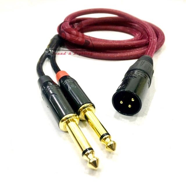 Dây Jack chia XLR đực ra 2 đầu Jack 6 ly thẳng dài 2m