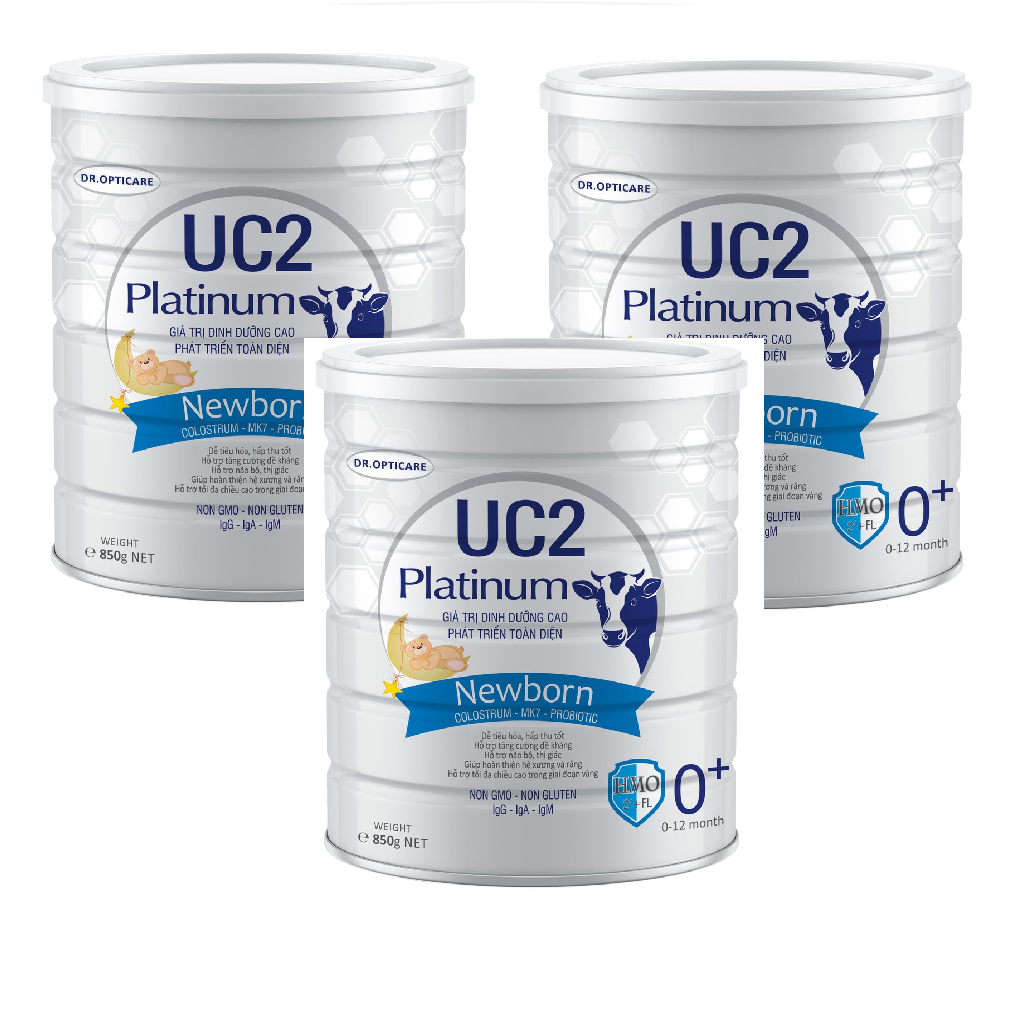 Combo 3 lon Sữa non UC2 Platinum Newborn 0+ lon 850g