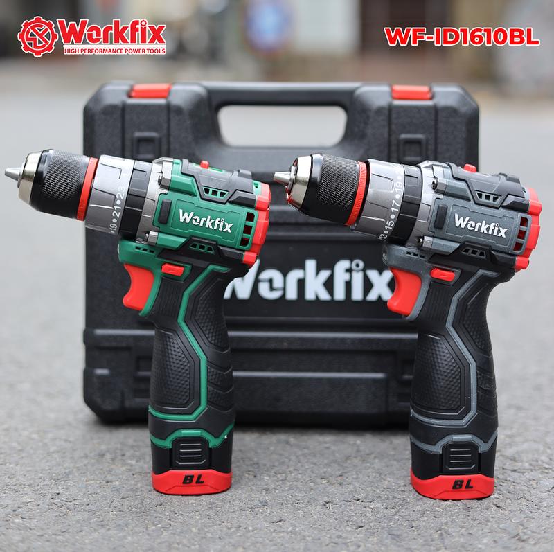 [ TẶNG phụ kiện 24 món] Máy Khoan 3 Chức Năng Workfix 16.8V - WF-ID1610BL - Động Cơ Từ Cao Cấp - 2 Pin 4 Cell  16.8V/2Ah