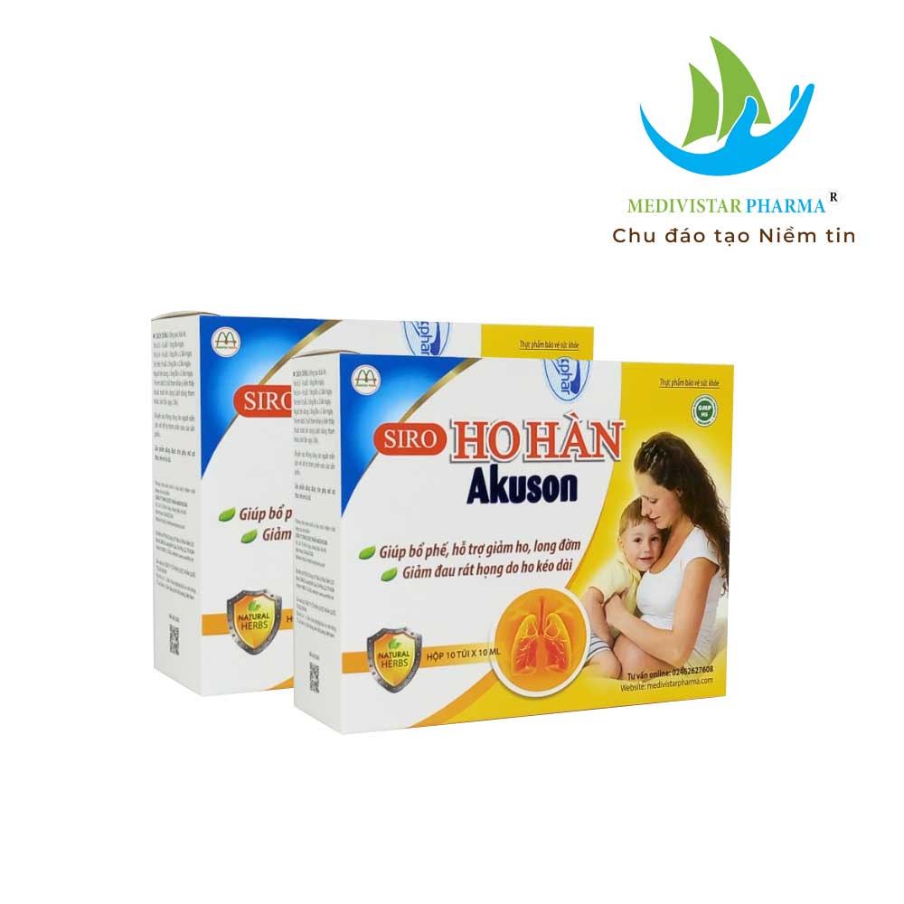 Combo 2 Hộp Siro Ho Cho Bé AKUSON Giúp Bổ Phổi, Giảm Ho, Dưỡng Phế Thành Phần Thảo Dược Tự Nhiên An Toàn, Lành Tính 10 Ống/Hộp