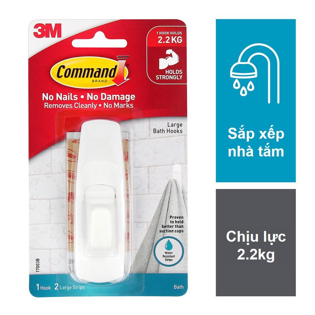 Móc dán tường chống thấm nước Command 3M cỡ lớn chịu lực 2.2kg - Độ bền cao, bám cực chắc, tháo cực dễ 17003B