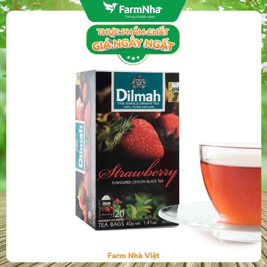 Trà Dilmah Strawberry túi lọc 30g 20 túi x 1.5g - Tinh hoa trà Sri Lanka