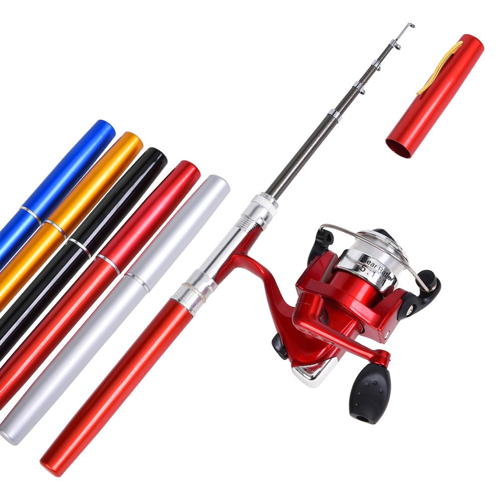 Cần câu cá mini bỏ túi hình cây bút với cuộn kết hợp bằng hợp kim nhôm