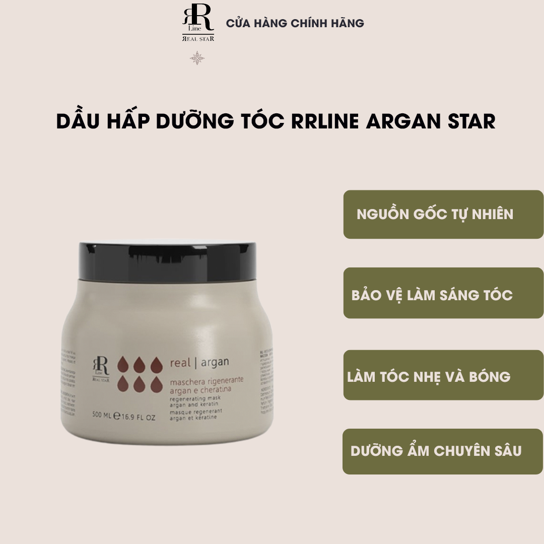 Dầu hấp dưỡng ẩm và phục hồi tóc RRline Argan Star Mask 500ml