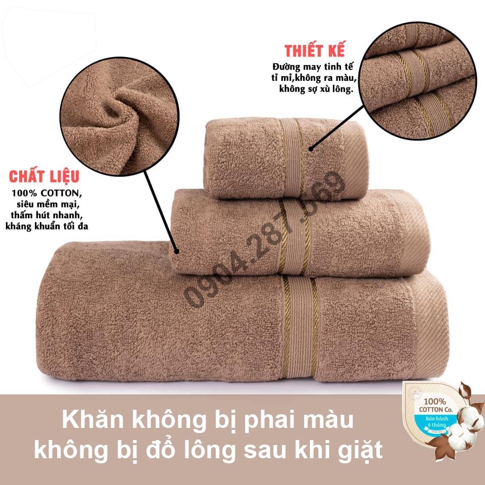 Combo 6 khăn Royal gồm 2 khăn tắm, 2 khăn lau đầu, 2 khăn mặt không đổ lông, không ra màu, mềm và thấm hút