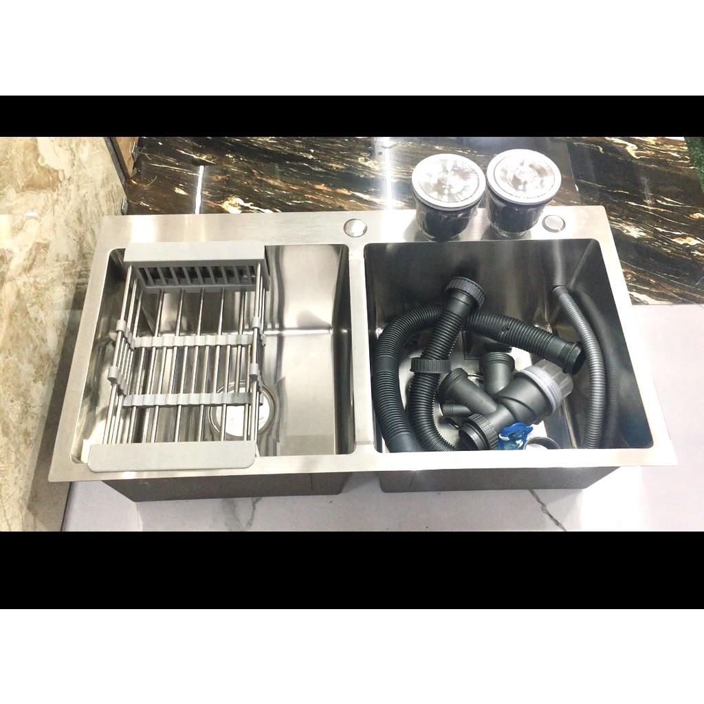 Chậu Rửa Chén Bát 2 HỘC ĐỀU INOX SUS 304 - 8245
