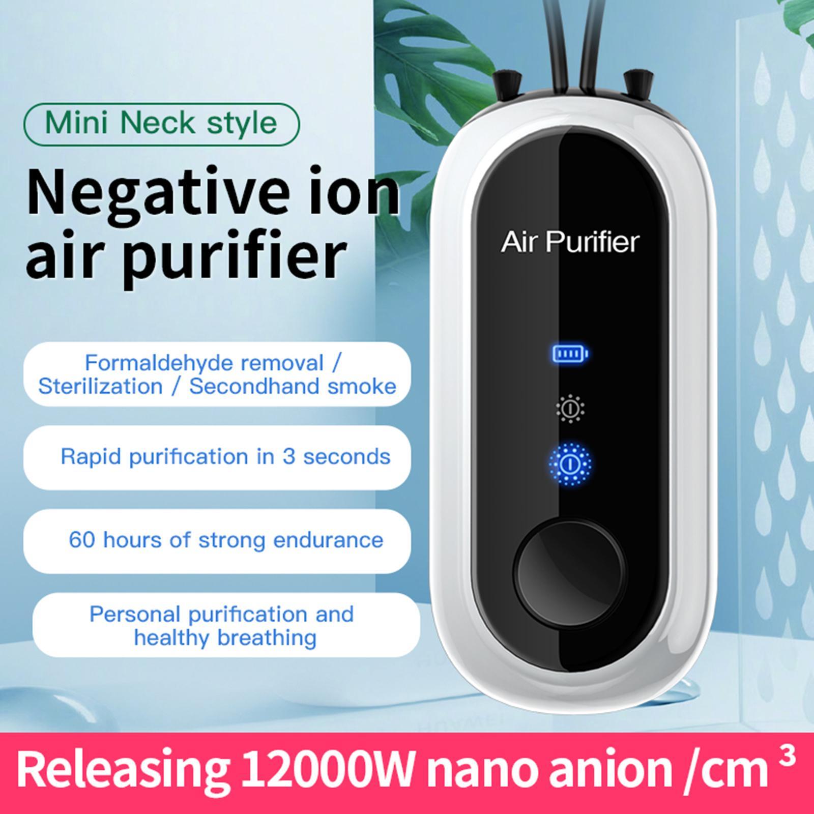 Air Purifier Air Filter Portable Neck Hanging for Adult Kids Black
